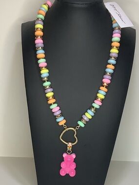 Betsey Johnson Gummy Bear Beaded Multicolor Candy Necklace New